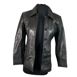 Jim and Mary Lou Black 100% Leather Jacket Vintage XS